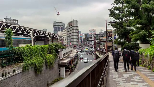 在阴天拥挤的人群中，上野区的时间流逝视频下载