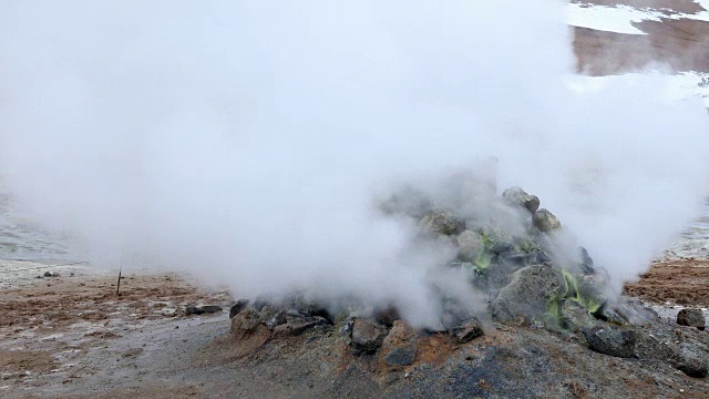 冰岛克拉夫拉市米凡特湖地热区视频素材