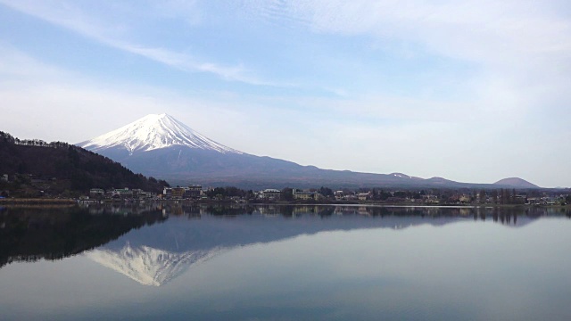 从川口湖到富士山的时间流逝视频素材