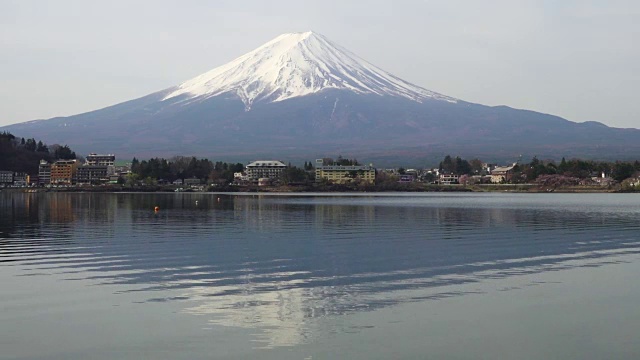 从川口湖到富士山的时间流逝视频下载