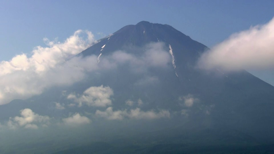 浓雾笼罩着富士山下的森林。视频素材