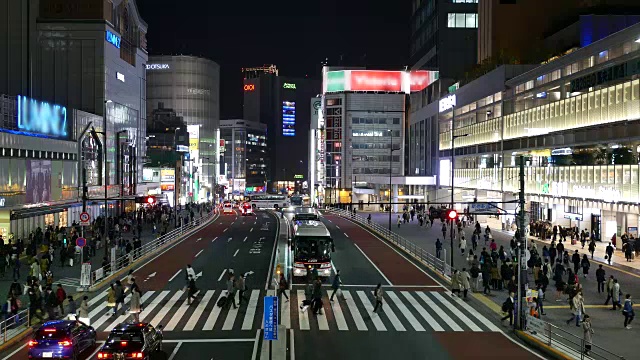 新宿车站行人过街，夜间视频素材