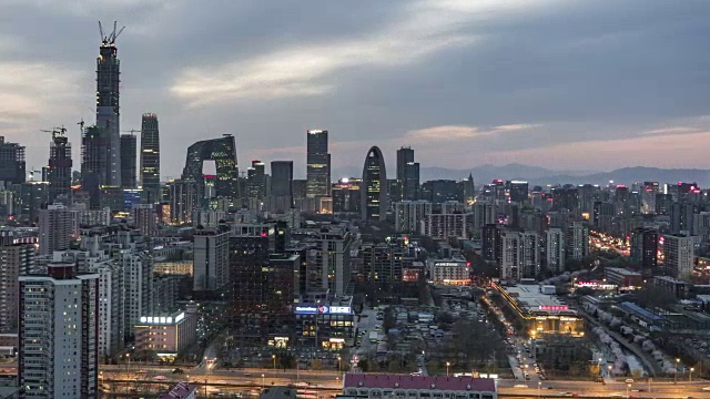 T/L WS HA PAN Beijing Panorama, Day to Night Transition /北京，中国视频素材