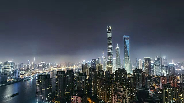 T/L WS HA TD Shanghai Panorama at Night /上海，中国视频素材