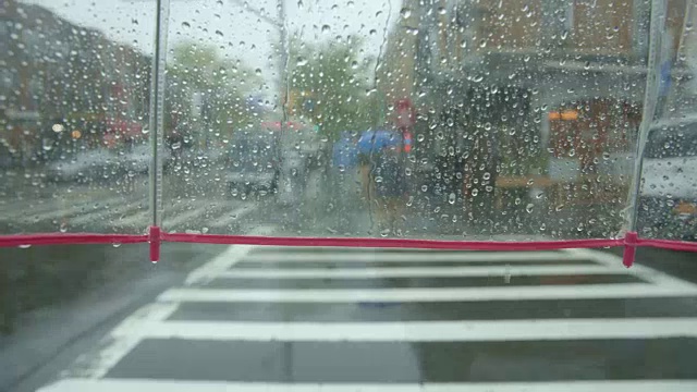 人观伞，大雨走在街上视频素材