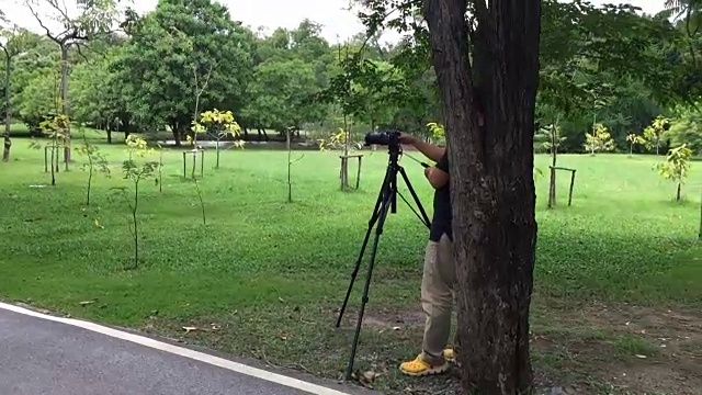 侧面的亚洲男子摄影师视频素材