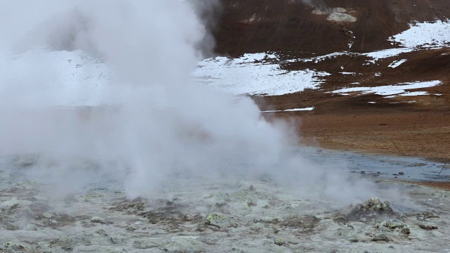 冰岛克拉夫拉市米凡特湖地热区视频素材