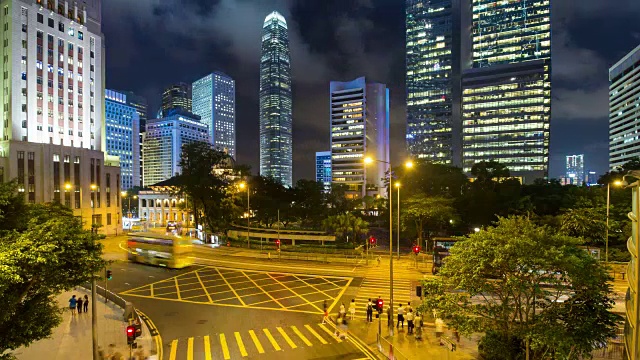 中国香港香港岛铜锣湾一个繁忙的十字路口上行人和交通的时间流逝视频素材