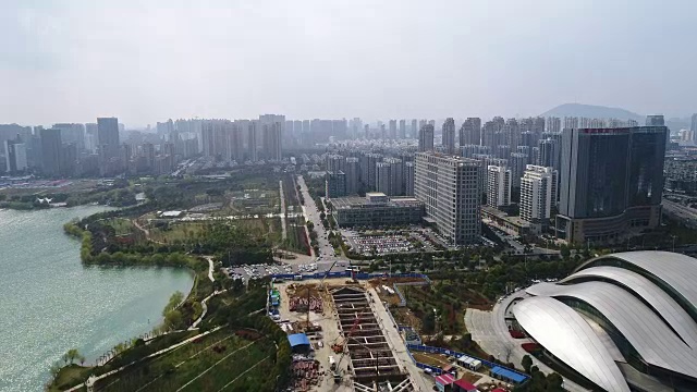 中国现代城市景观鸟瞰图视频素材