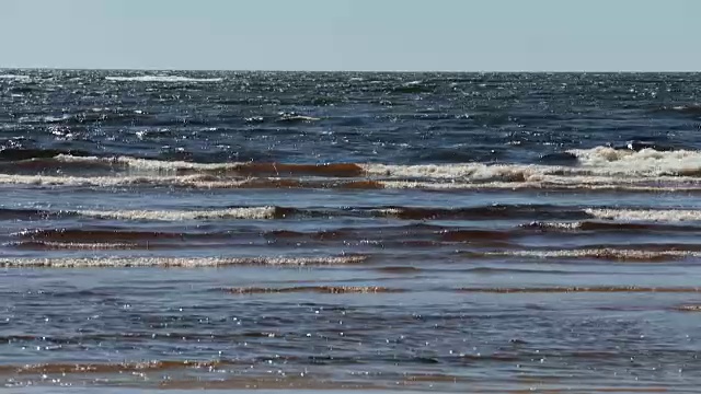 海浪拍打着海岸。海平线天冷。海浪拍打着海岸。视频素材