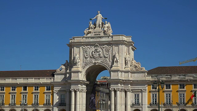 Rua Augusta Arch, Praca do Comercio(商业广场)，葡萄牙里斯本视频素材