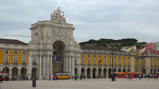 Rua Augusta Arch, Praca do Comercio(商业广场)，葡萄牙里斯本视频素材