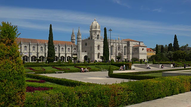 Mosteiro dos Jeronimos (Hieronymites修道院)，联合国教科文组织世界遗产，贝伦，里斯本，葡萄牙视频素材