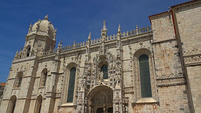 Mosteiro dos Jeronimos (Hieronymites修道院)，联合国教科文组织世界遗产，贝伦，里斯本，葡萄牙视频素材