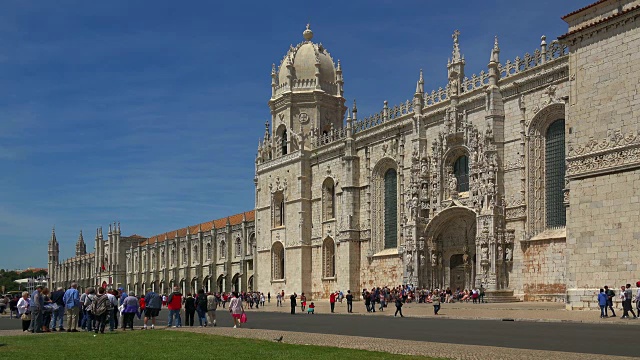 Mosteiro dos Jeronimos (Hieronymites修道院)，联合国教科文组织世界遗产，贝伦，里斯本，葡萄牙视频素材