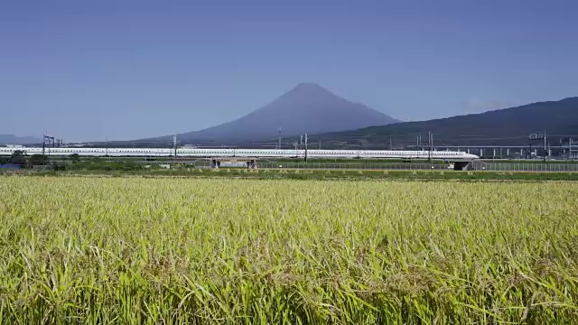 新干线从富士山前面经过视频素材