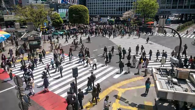 东京涩谷十字路口的人群视频素材