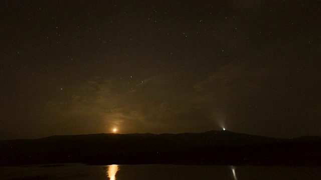 伴随着闪电和星星的夜空时间流逝视频下载