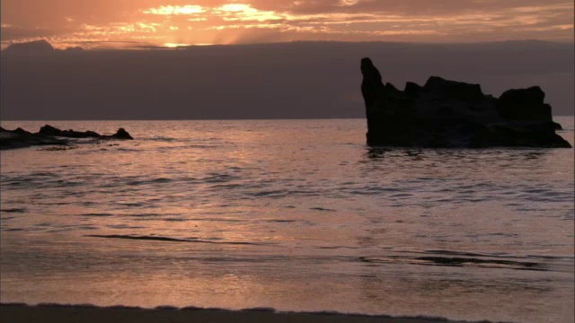 日落时分，海浪拍打着马达加斯加的热带海滩视频素材