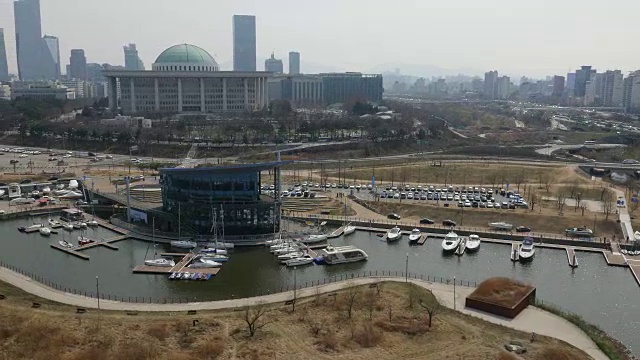 Yeouido岛国会大厦鸟瞰图视频素材