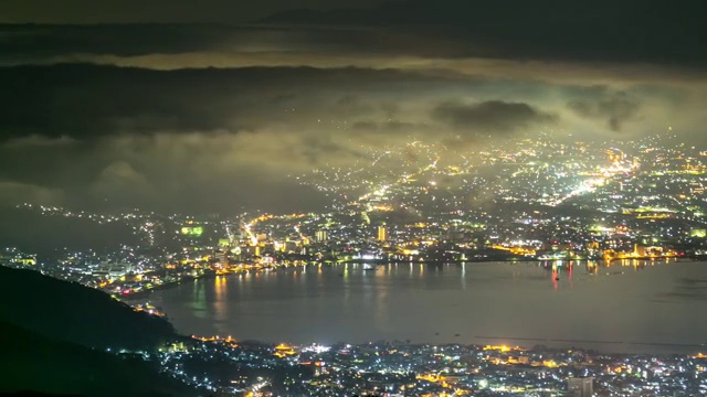 4K延时:Suwa lake from Takabochi nagano Japan at night, Apple ProRes 422 (HQ) 3840x2160格式视频素材