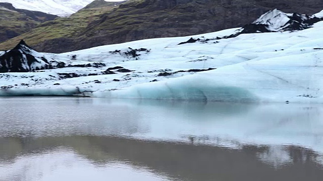 冰岛Solheimajokull冰川泻湖景观视频素材