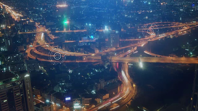 Timelapse高速公路尖峰时间交通鸟瞰图视频素材