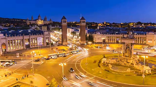 Plaça d'Espanya 在巴塞罗那，延时摄影视频素材