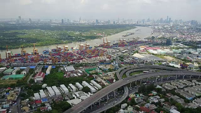 物流港鸟瞰图视频下载