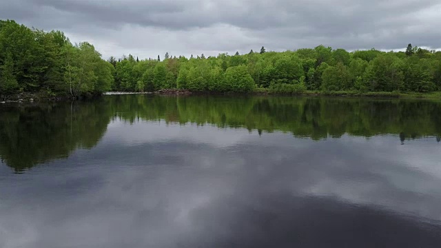 空中自然景观在多云的日子飞过河流视频下载