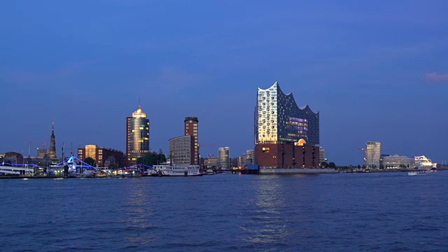 汉堡天际线与Elbphilharmonie，时间流逝视频下载