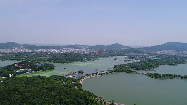 无锡泸定山太湖鸟瞰图视频素材