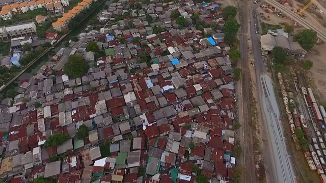 泰国曼谷贫民窟鸟瞰图视频素材