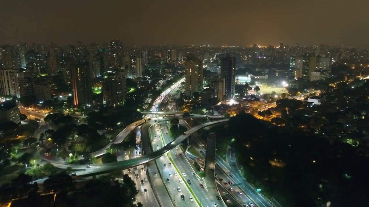 航拍São保罗城市夜景视频素材