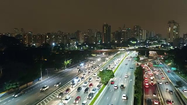 航拍São保罗城市夜景视频素材