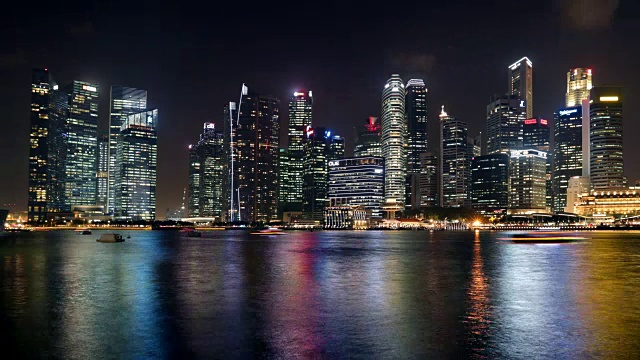 滨海湾到市区的夜景视频素材