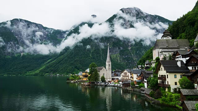 哈尔斯塔特山村风景名胜区视频素材