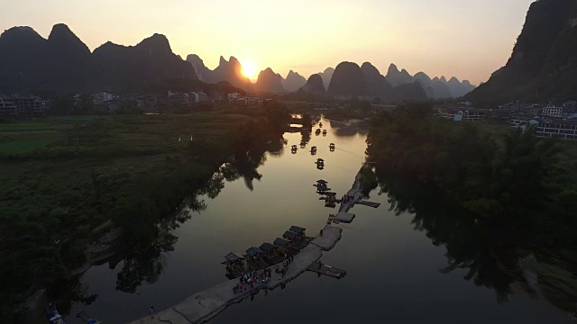 漓江日出，阳朔，桂林，中国广西视频素材