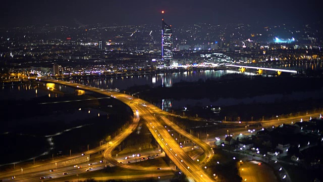 维也纳夜景高速公路，时光流逝视频素材