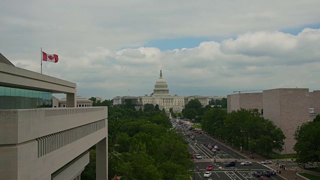 美国国会大厦和宾夕法尼亚大道在华盛顿，DC - 4k/超高清视频素材