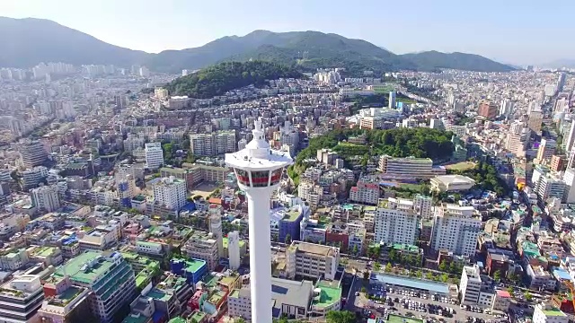 龙独山公园(著名旅游景点)和釜山市鸟瞰图视频素材