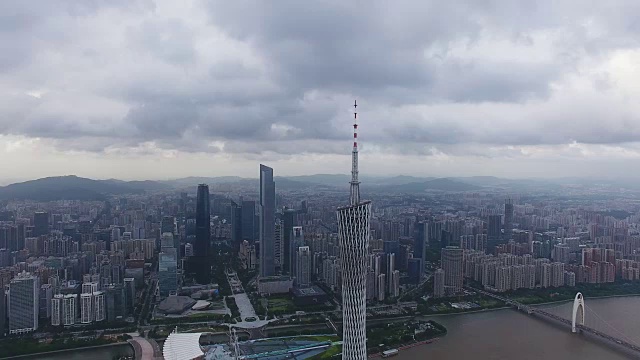 广州现代天际线鸟瞰图视频素材