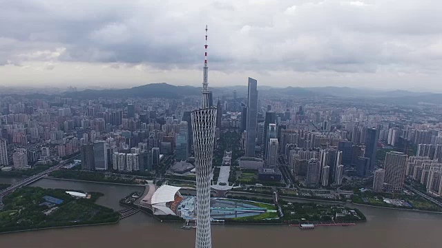 广州现代天际线鸟瞰图视频素材