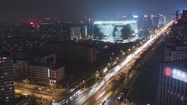 T/L WS HA PAN Downtown Beijing at Night /北京，中国视频下载