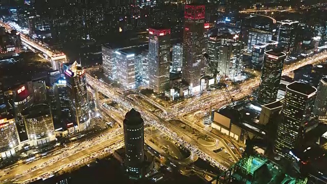 T/L WS HA TU Beijing Central Business District and Rush Hour Traffic /北京，中国视频素材