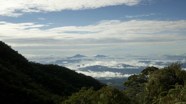 在婆罗洲基纳巴卢山，随着时间的推移，森林覆盖的山腰视频素材