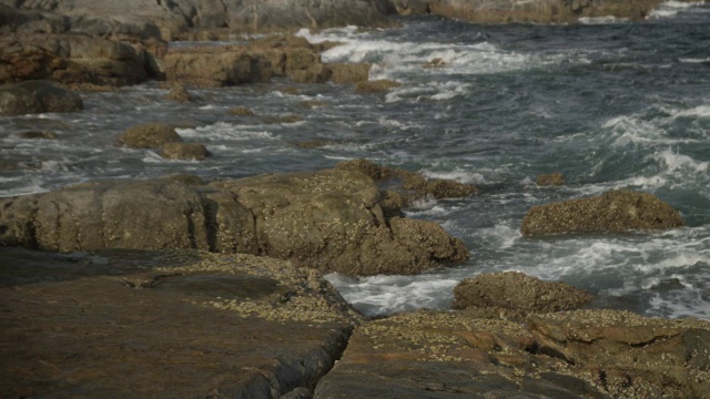 海浪拍打着阿曼的岩石海岸视频素材