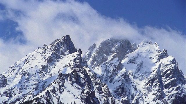 中镜头的时间推移pan云移动的雪山视频素材