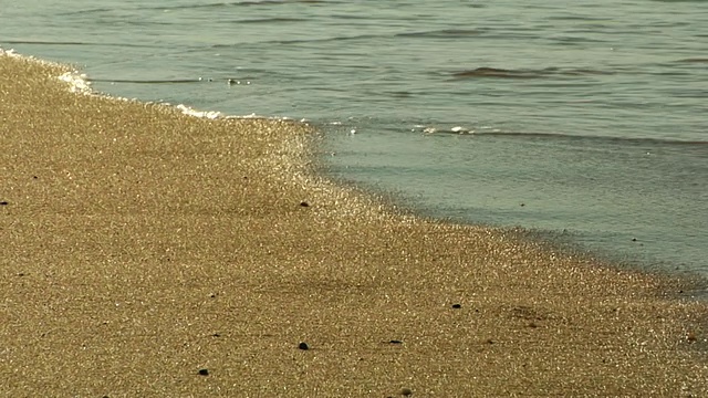 海浪冲刷海滩上的脚印，普罗文斯敦，马萨诸塞州，美国视频素材