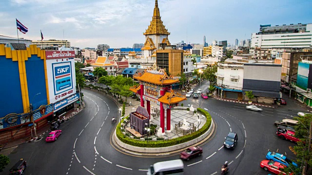 TL LD D2N Odean circle chinatown曼谷，泰国，大门是唐人街的一个地标性建筑Yaowarat地区视频素材